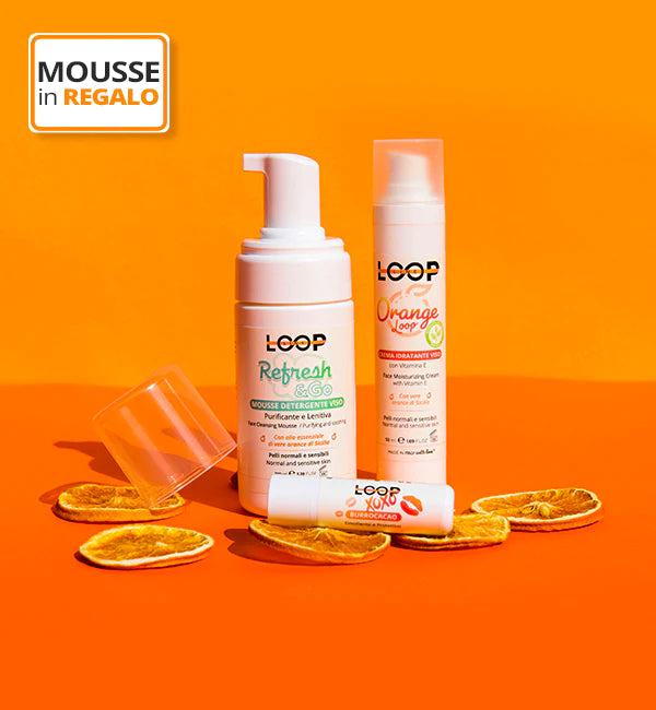Crema viso Orange Loop + Mousse detergente Refresh & Go