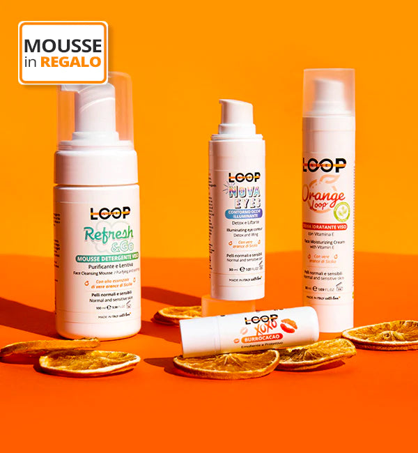 Crema viso Orange Loop + Contorno occhi Nova Eyes + Mousse detergente Refresh & Go