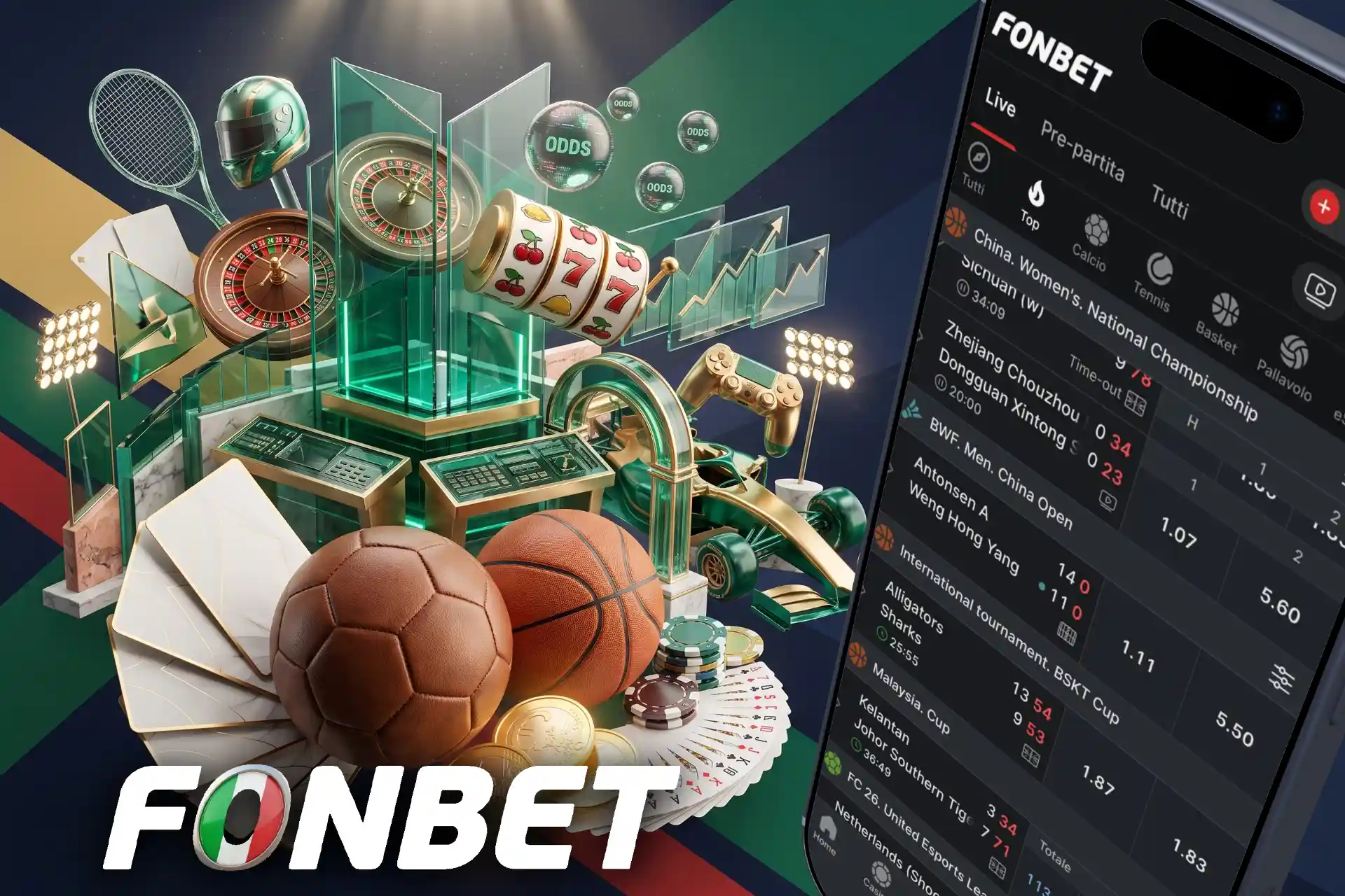 Sportsbook con eventi live, quote competitive e oltre 30 discipline.